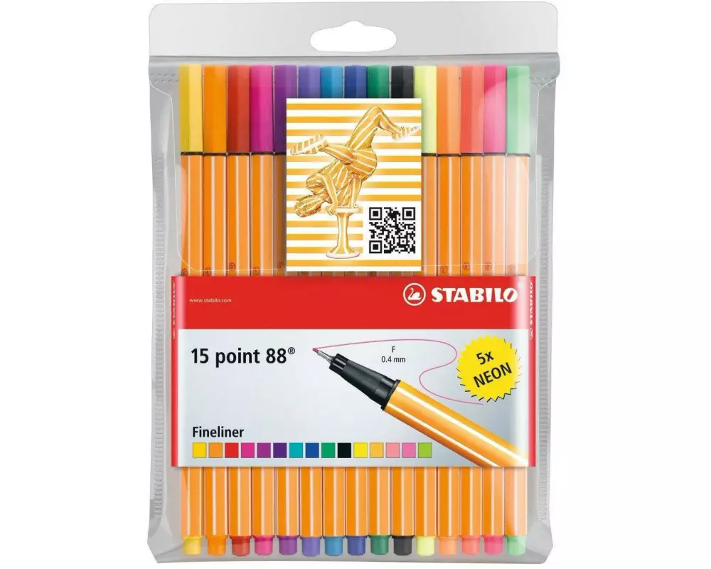 STABILO Fineliner point 88 15 Stück, Mehrfarbig