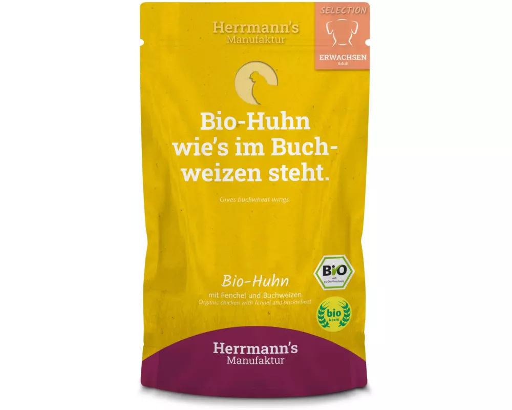 Herrmann's Nassfutter Bio Huhn mit Fenchel und Buchweizen