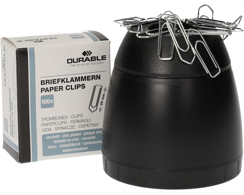 DURABLE Büroklammernspender 24mm 1709051060 schwarz, Magnetrand,100 Stück