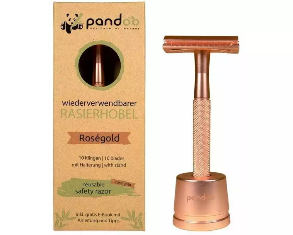 pandoo Rasierhobel Metall Rasierhobel Roségold inklusive 10 Klingen
