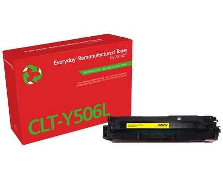 Everyday Yellow Remanufactured Toner by compatible with Samsung CLT-Y506L, High capacity. Black toner page yield: 3500 pages, Colour toner page yield: 3500 pages, Printing colours: Yellow, Quantity per pack: 1 pc(s)
