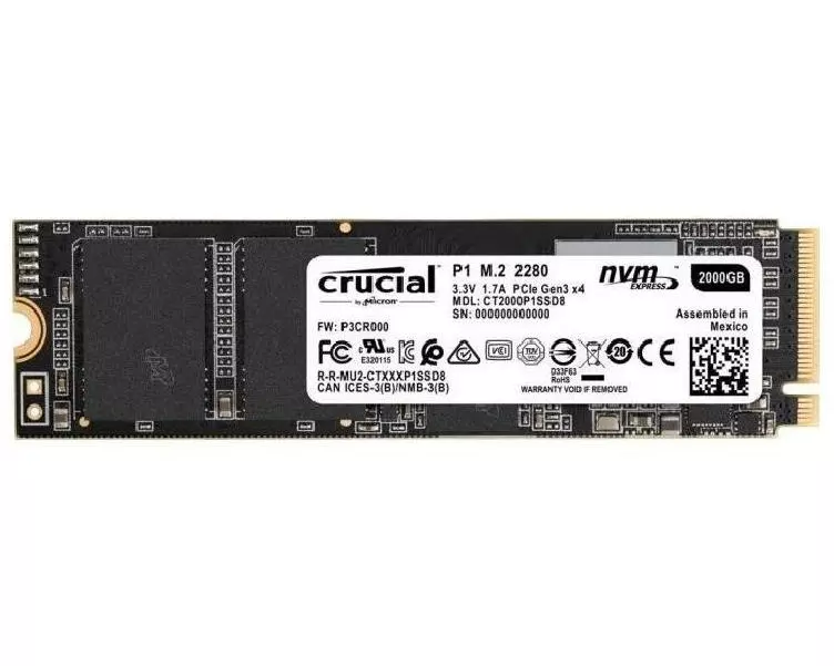 Crucial SSD P1 3D NAND NVMe M.2 2280 NVMe 2000 GB