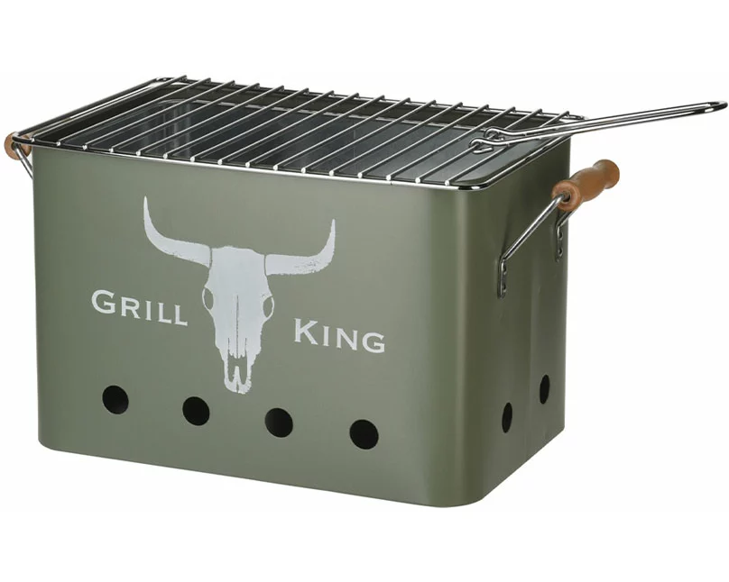 FS-STAR Mini Holzkohle Grill rechteck matt grün