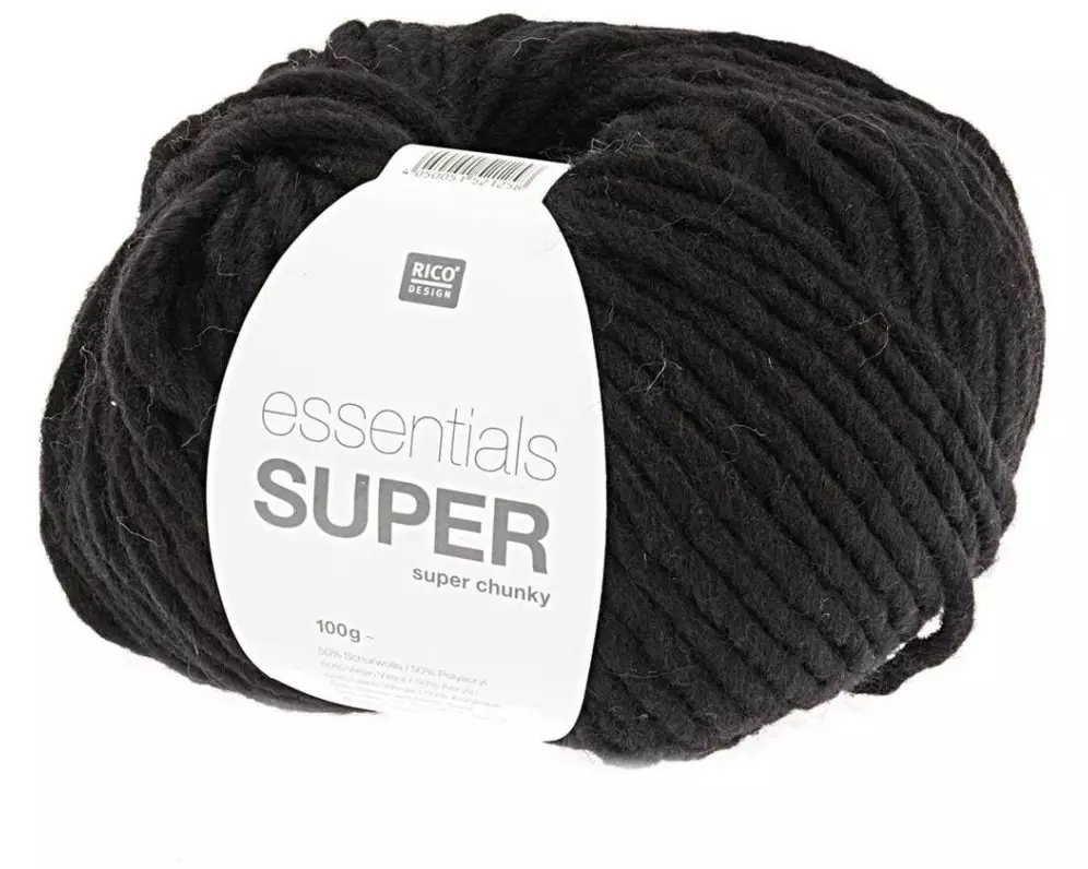 Rico Design Wolle Essentials Super Super Chunky 100 g Schwarz