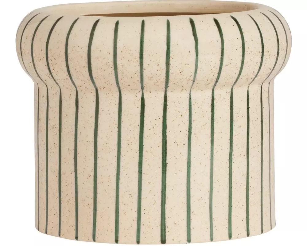 OYOY Vase Aki klein 13 cm, Alt Weiss/Dunkelgrün