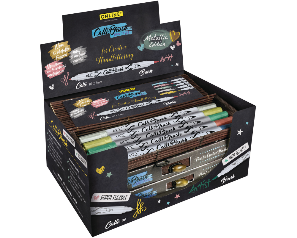 ONLINE Callibrush Pen Double Tip 19090/10 metallic,5 ass.Farben/ 10 St.