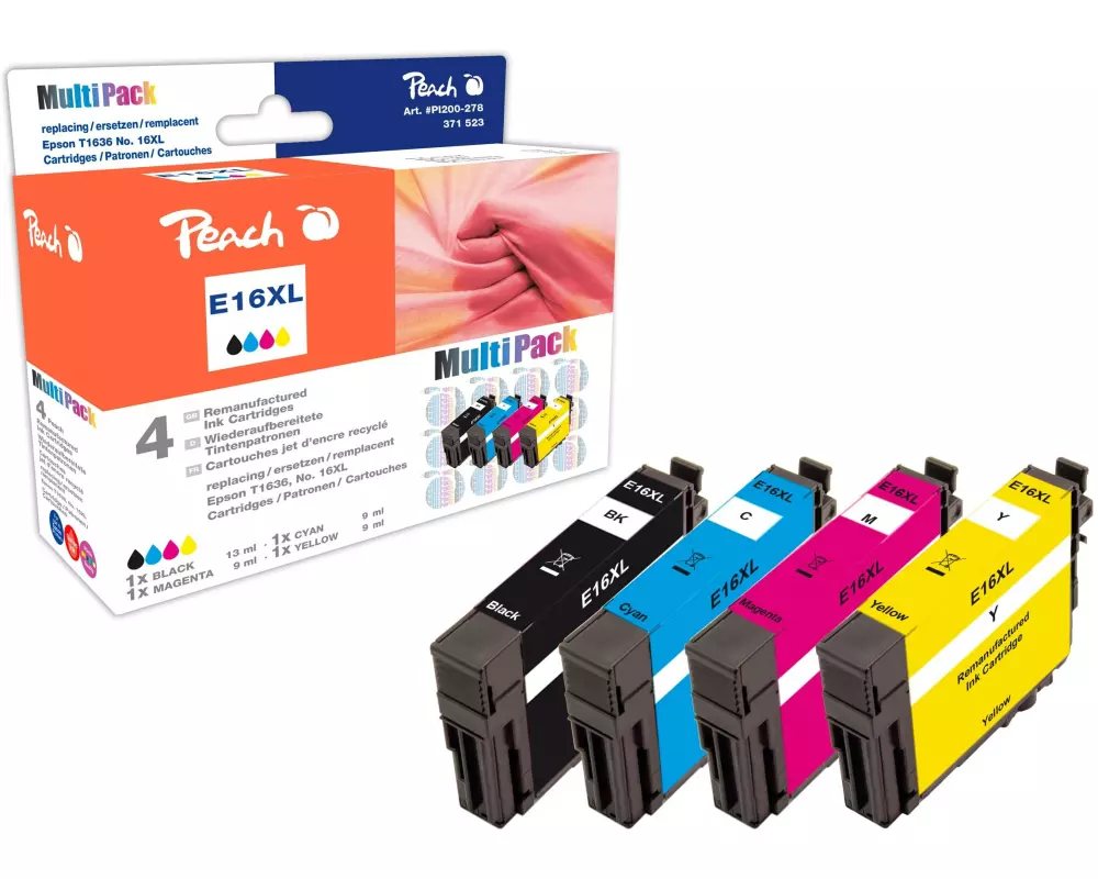 Peach Tinte Epson No 16XL (T1636) 1x BK, C, M, Y