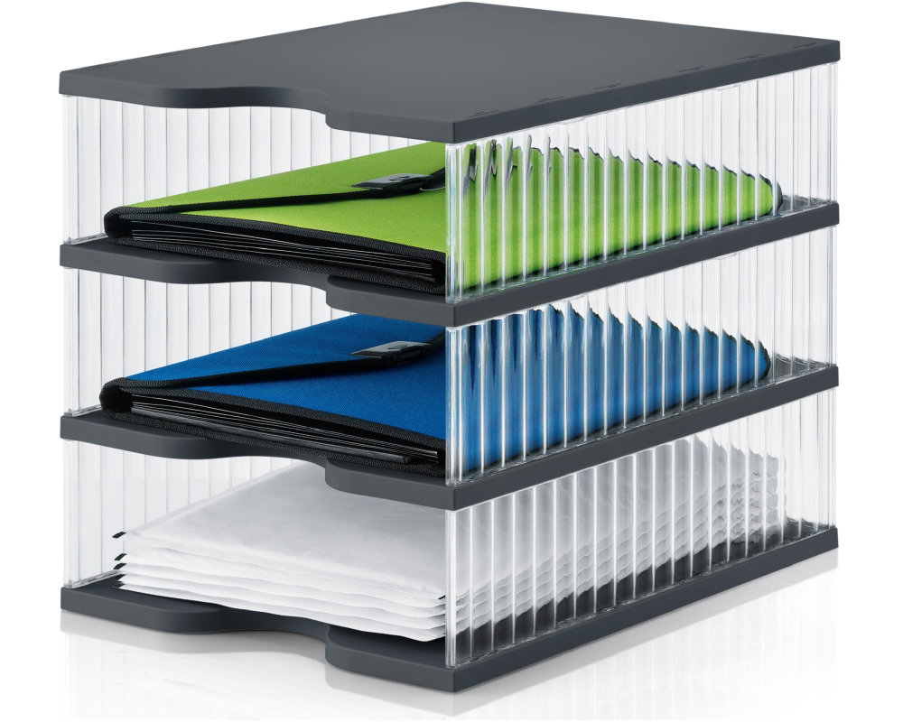 STYRO Schubladenbox Styrobig 228-0103.92 Uno 3 Fächer anthrazit/transp