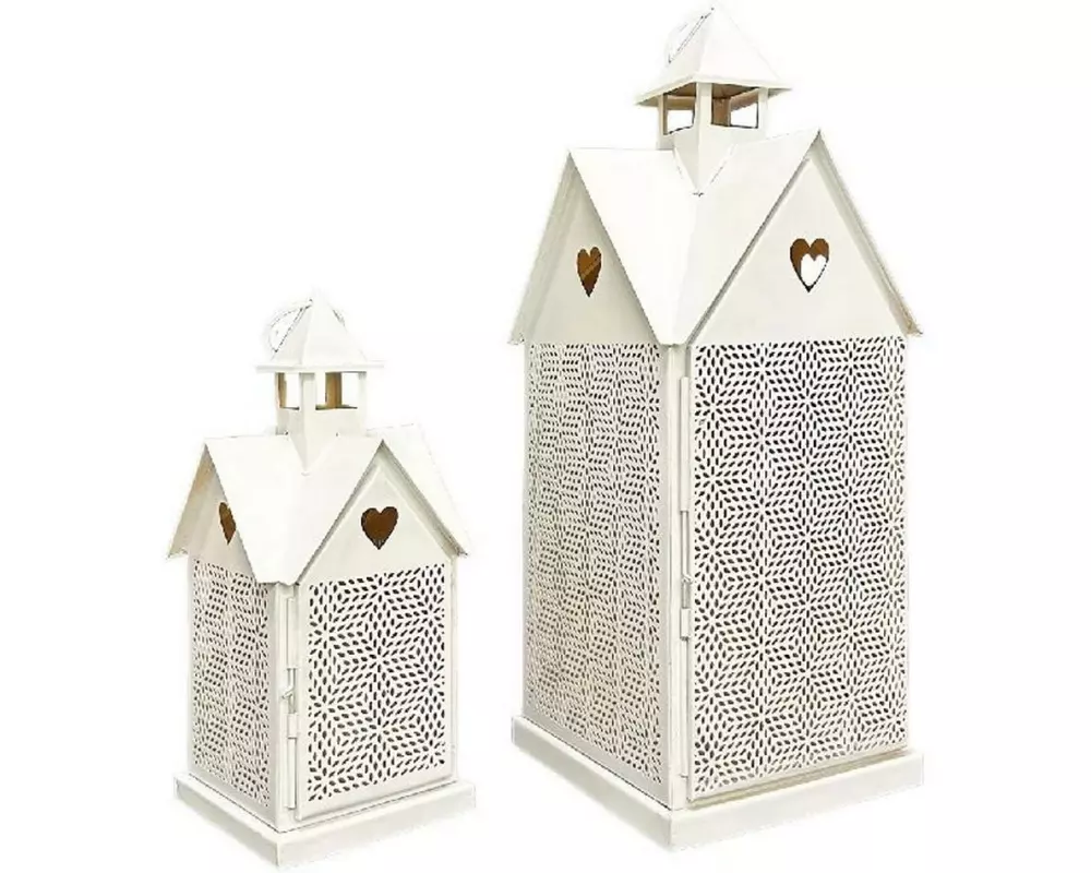 Dameco Laterne Forest, 2er Set, Weiss / Gold
