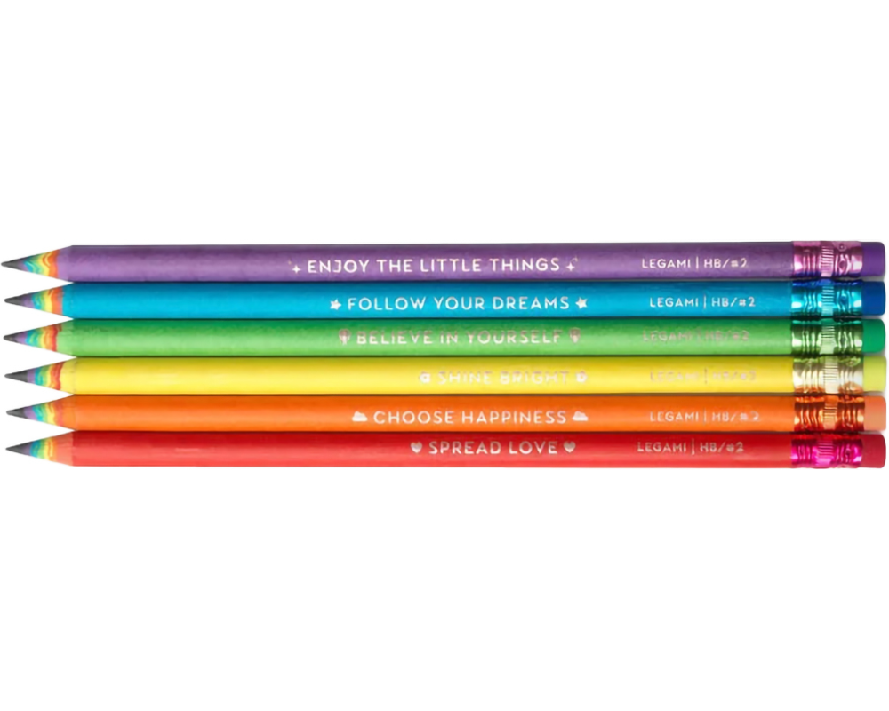 LEGAMI Bleistift mit Radiergummi HB RPS0001 Regenbogen 6 Stück