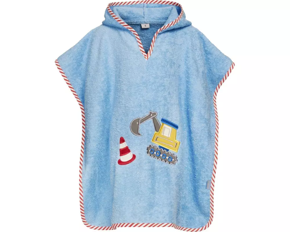 Playshoes Frottee-Poncho Hai L, Blau/Hellblau