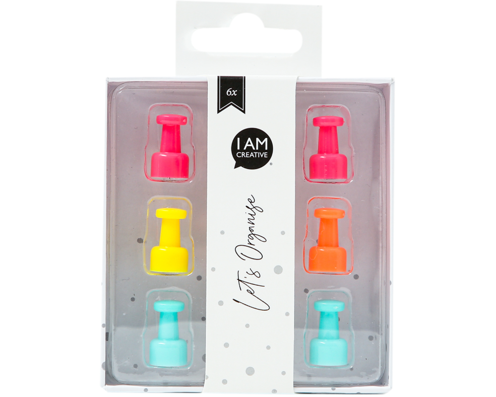 I AM CREATIVE Magnet Pin Let`s Organize MAA4035.57 bunt 6 Stück