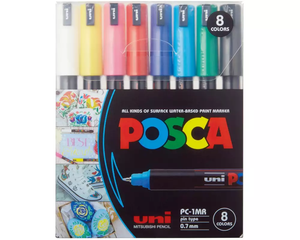 Uni Permanent-Marker POSCA 0.7 mm, 8 Stück