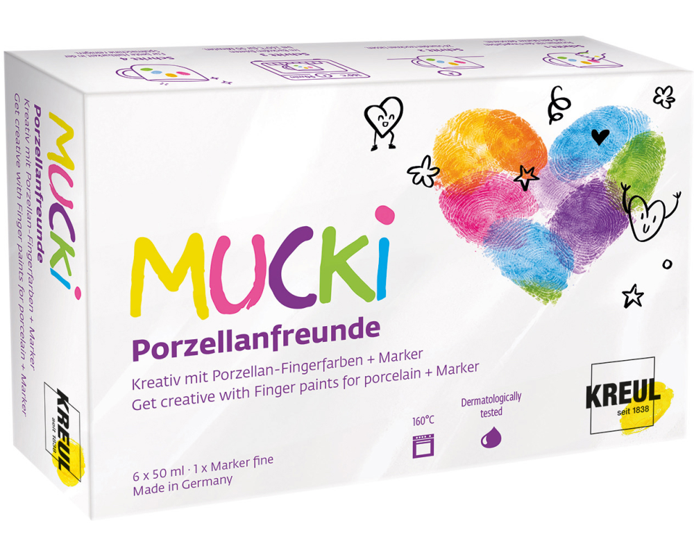 KREUL Porzellan-Fingerfarbe Mucki KR-26311 Porzellanfreunde 6x50ml