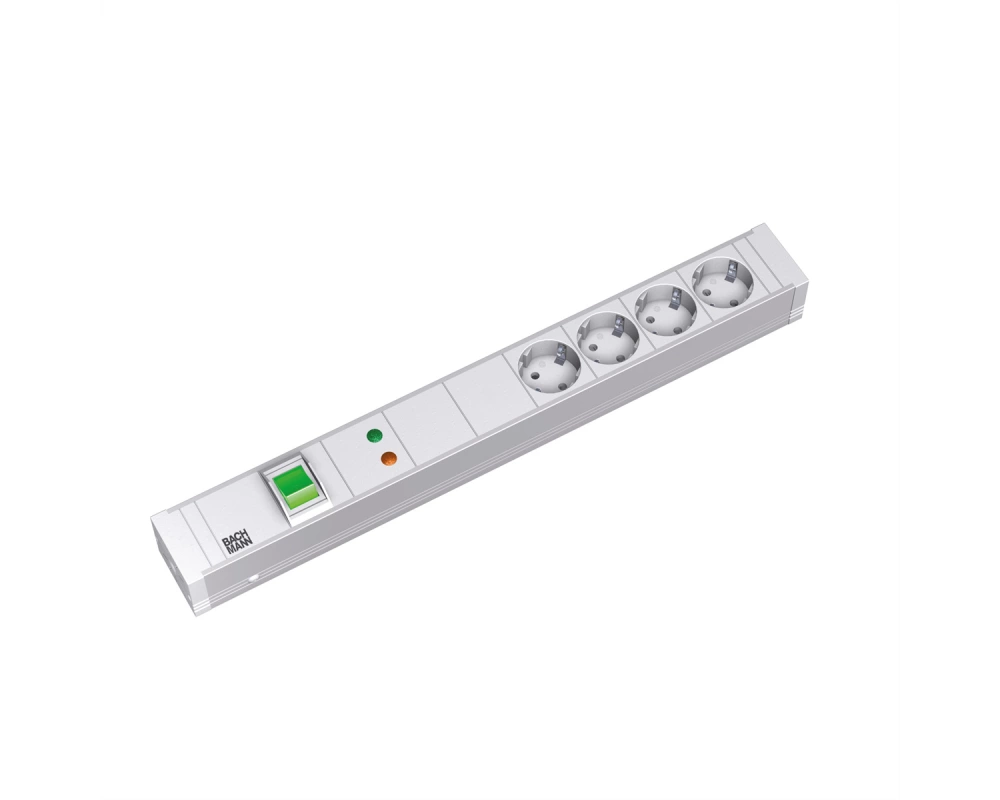 BACHMANN 19" PDU 1,5HE 4xCEE7/3 GVS, Schalter, Gerätevollschutz
