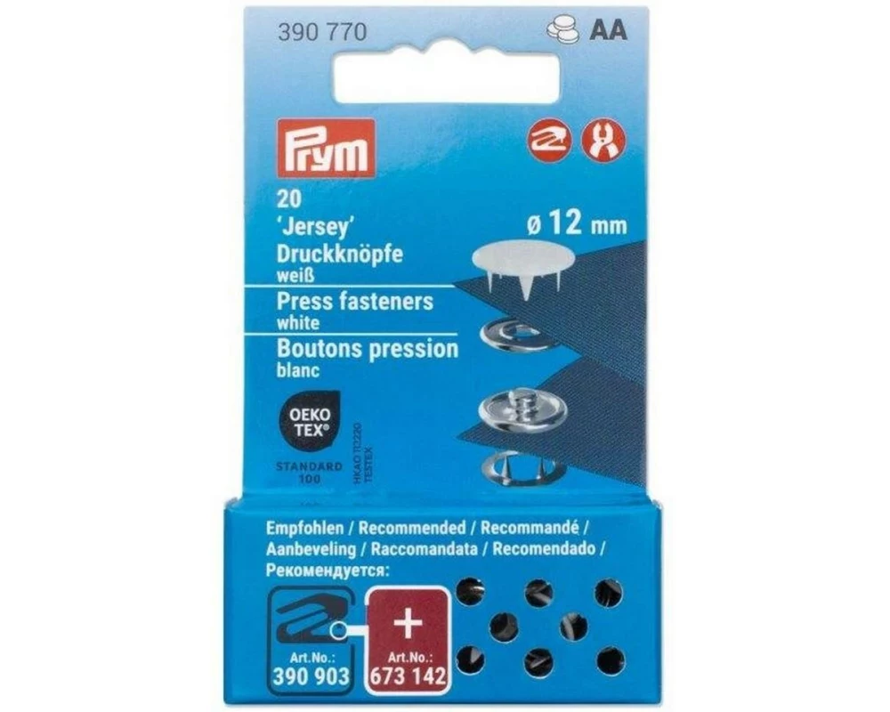 Prym Druckknöpfe Jersey 12 mm, Weiss