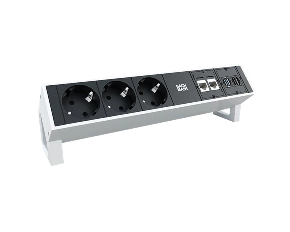 BACHMANN Steckdosenleiste DESK2 3x Schutzkontakt, 2x CAT6a, 1x HDMI, USB3.0, weiß