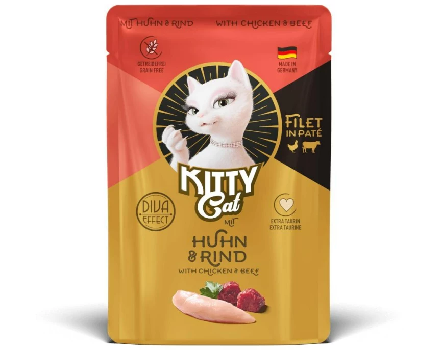 KITTY Cat Nassfutter KittyCat Filét Paté Pouch Huhn, Rind 85 g