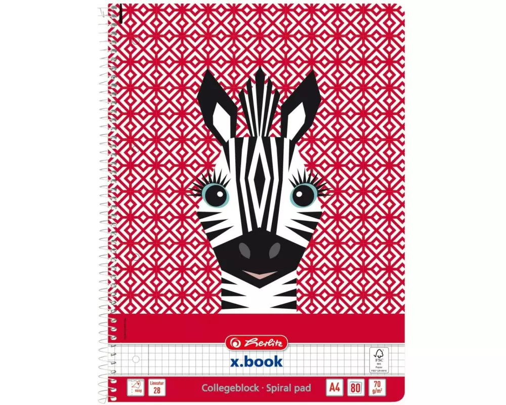 Herlitz Schreibblock Cute Zebra A4 80 Blatt kariert