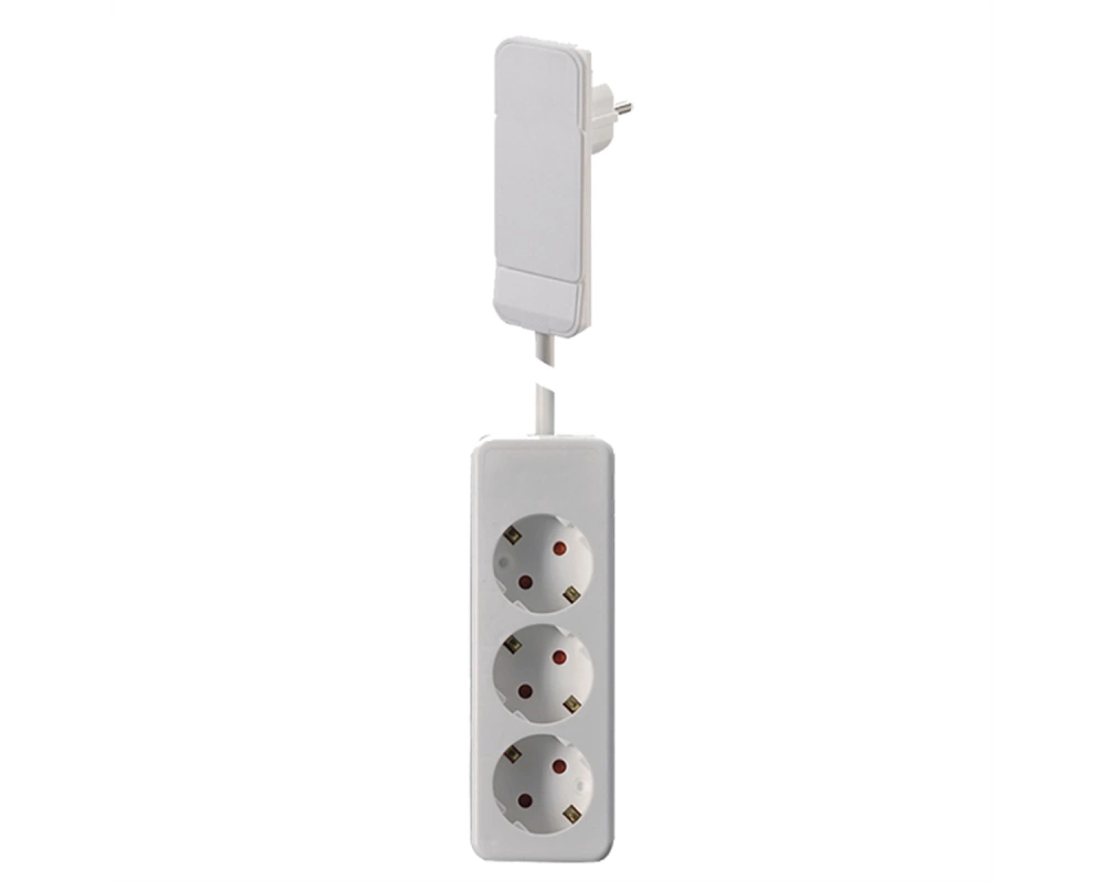 BACHMANN Flat Plug CEE7/7 weiss, 1,6m 3xCEE7/3