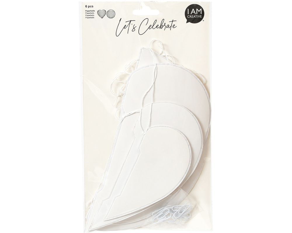 I AM CREATIVE Paperballs,Herz u. Rund,weiss 6010.955 6 Stück