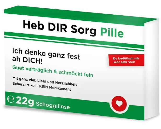 Trend Import Scherztabletten Heb dir Sorg Pille 22 g, aus Schokolade