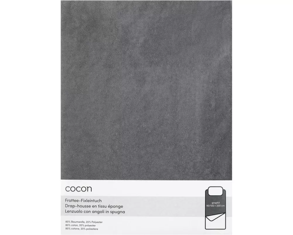 COCON Fixleintuch Frottee 90-100 x 200 cm, Graphit