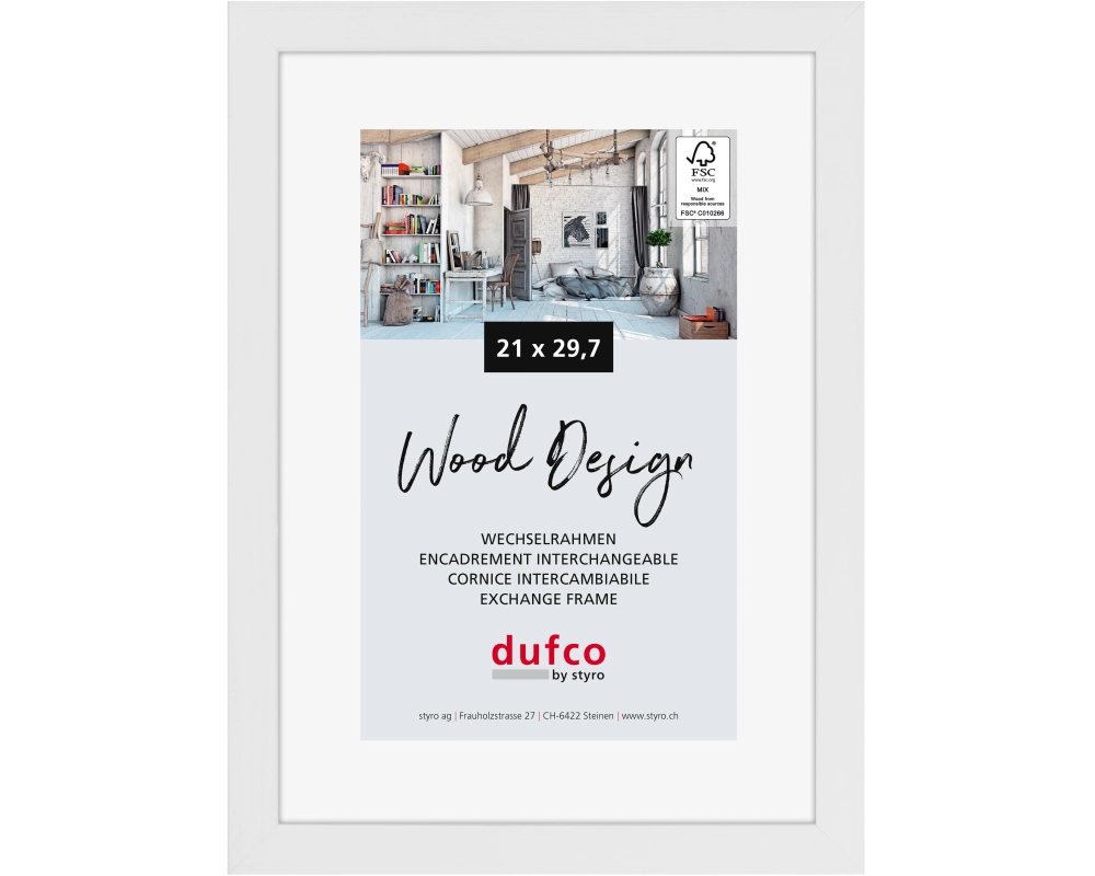 DUFCO Holz-Bilderrahmen 21x29.7cm 1610.80589 Toronto weiss