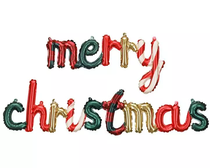Partydeco Folienballon Merry Christmas, 143 x 25 cm, 1 Stück