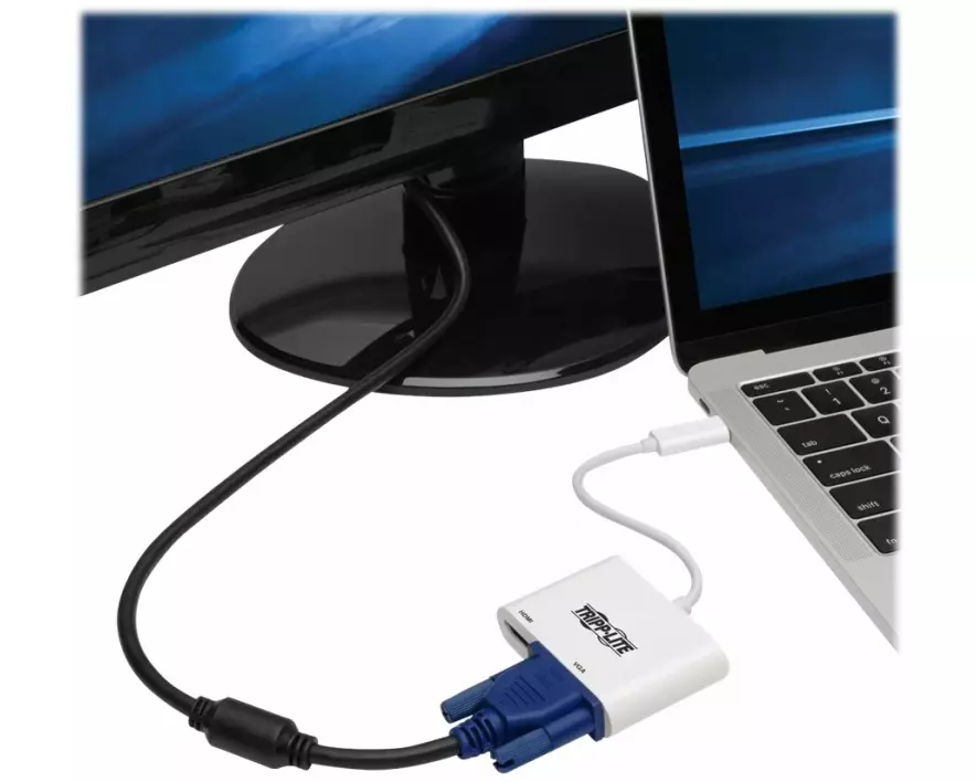 EATON TRIPPLITE USB-C Multiport Adapter, M/2xF - 4K, HDMI, VGA, White