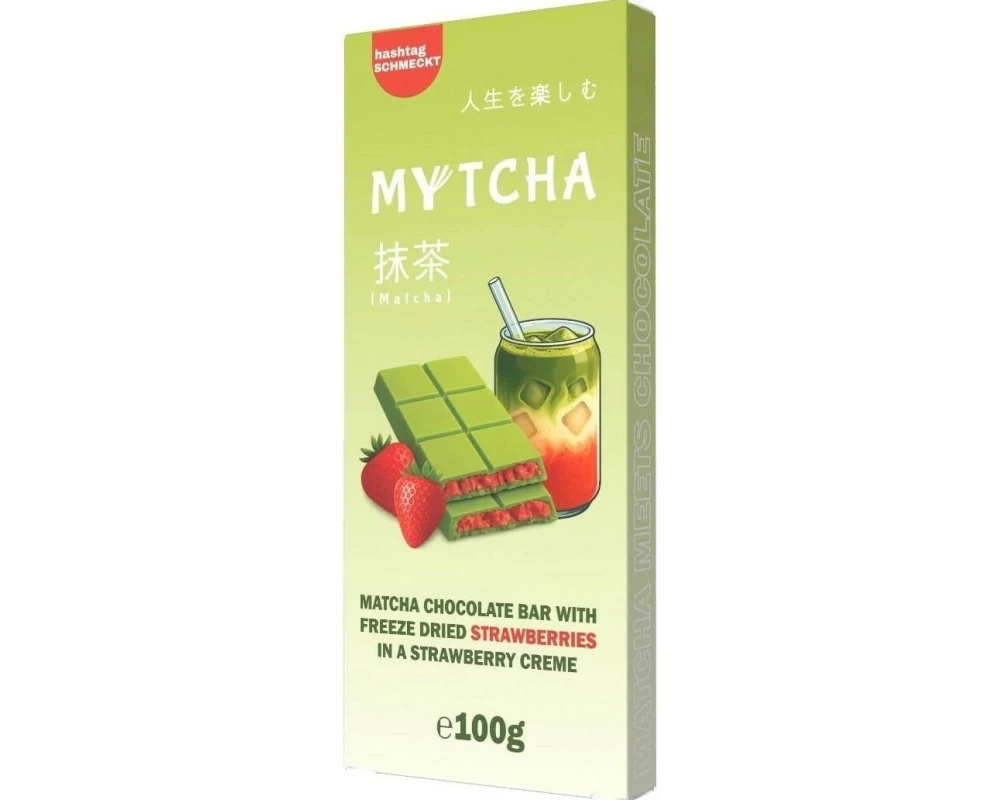 hashtag SCHMECKT Mytcha Matcha-Schokolade Strawberry, 100 g