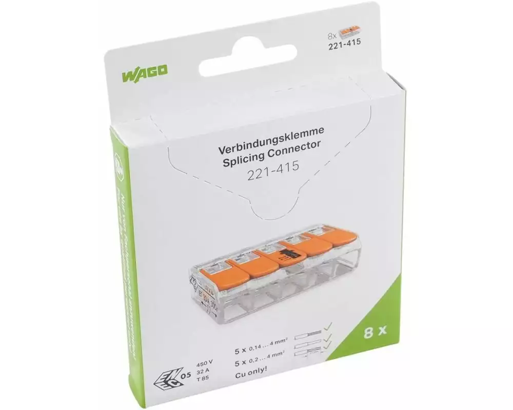WAGO Steckklemme COMPACT 5 x 0.14-4 mm², 8 Stück