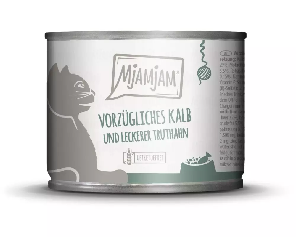 Mjamjam Nassfutter Dose Kalb & Truthahn, 200 g