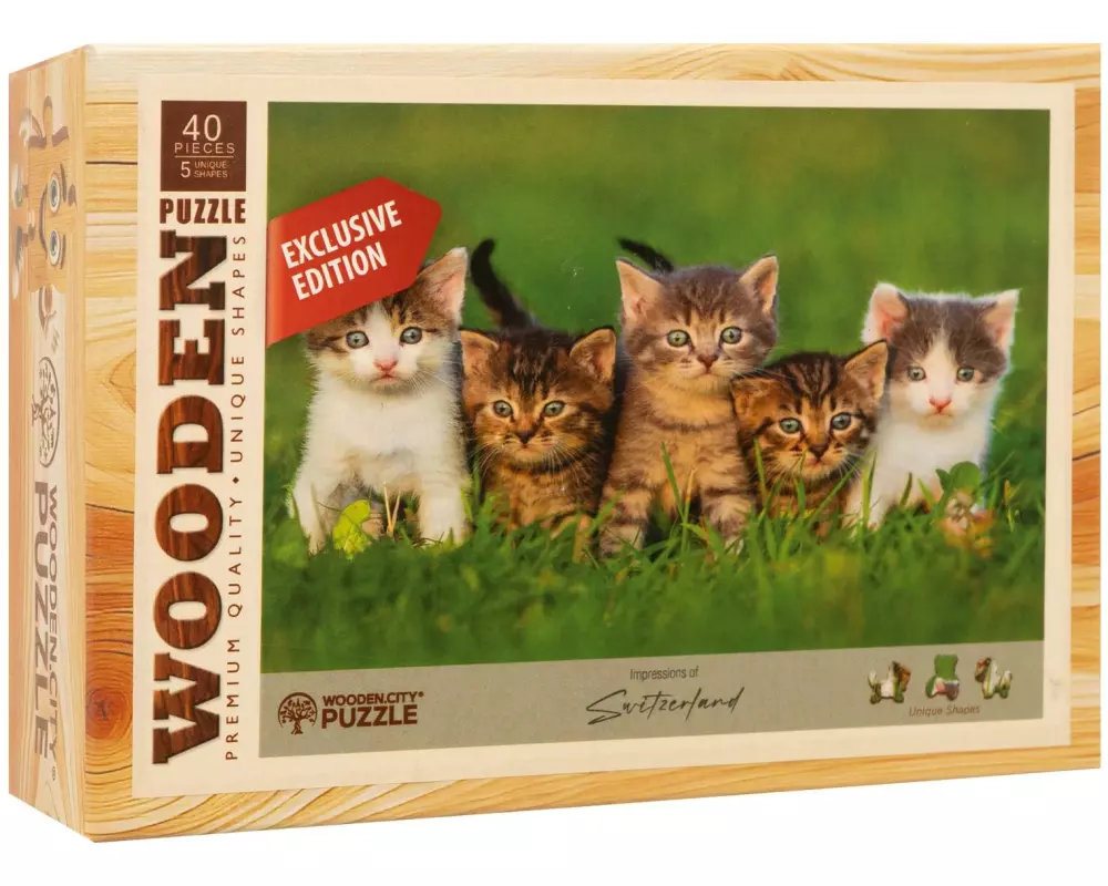 Wooden City Holz-Puzzle Kätzchen 40 Teile