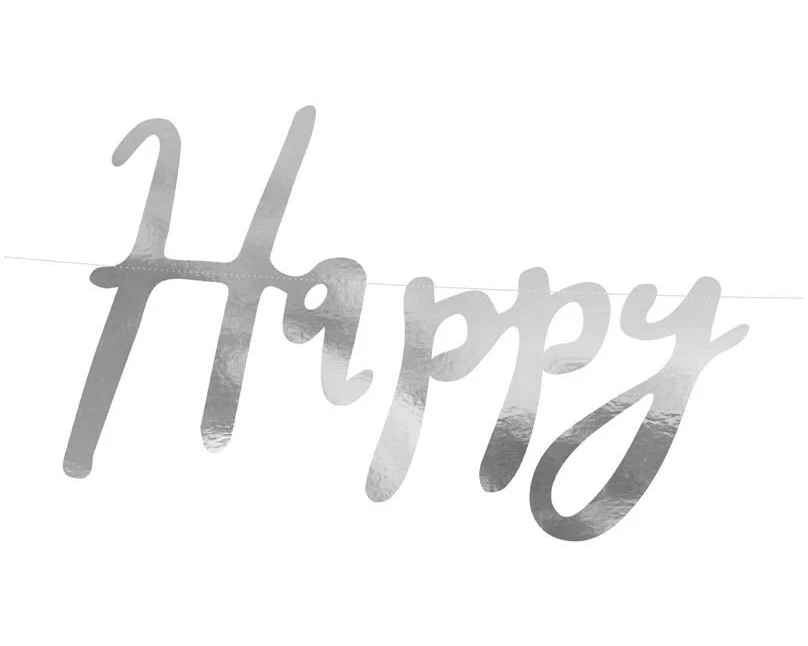 Partydeco Girlande Happy Birthday Silber, 16.5 x 62 cm