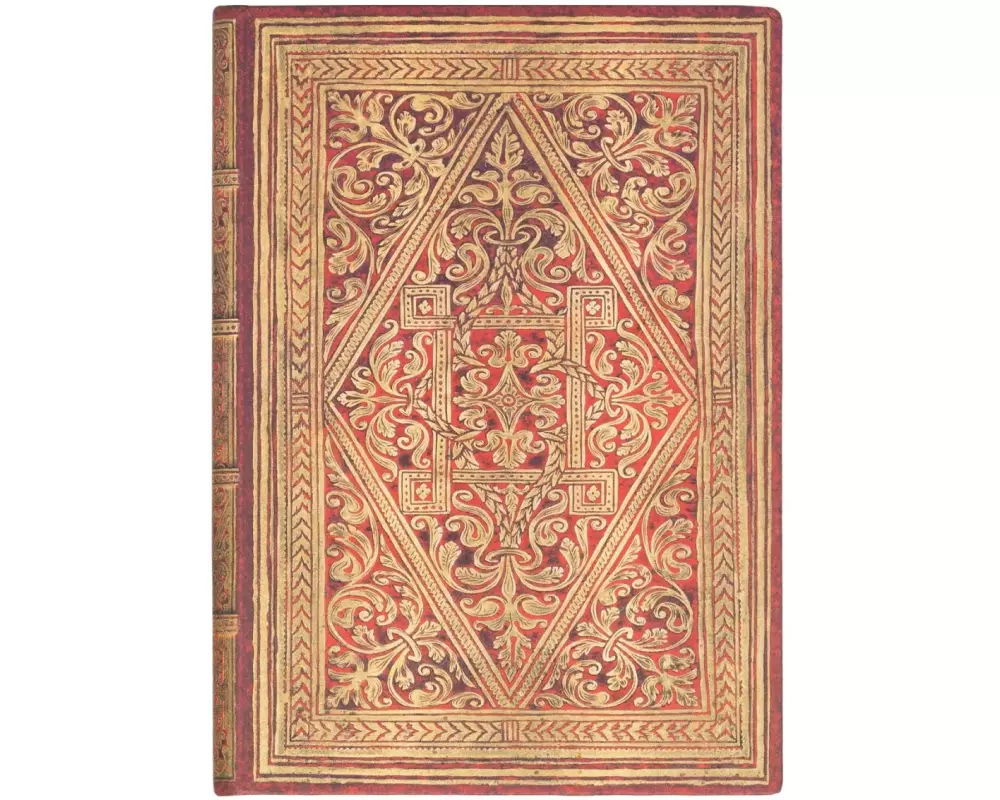 Paperblanks Notizbuch Goldener Pfad 13 x 18 cm, Liniert, Rot