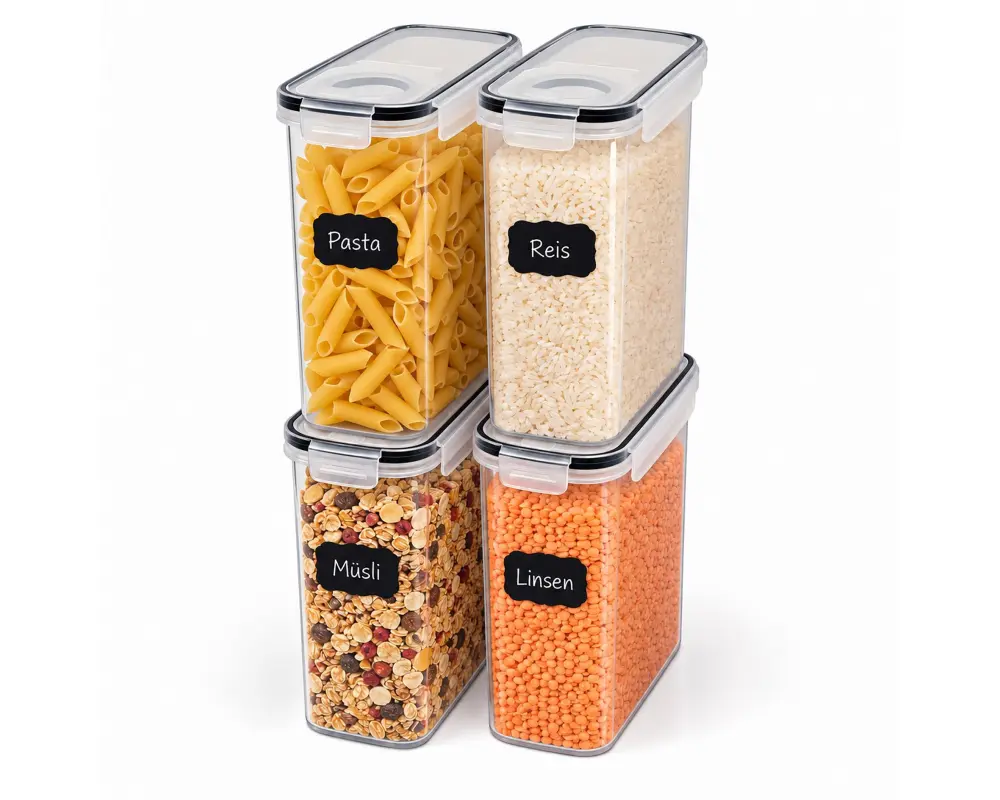 relaxdays Frischhaltedosen 4 l, Schwarz/Transparent