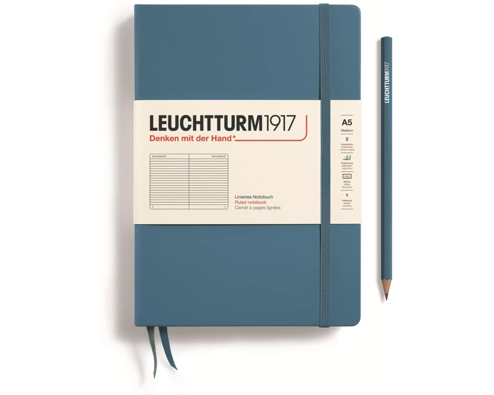 Leuchtturm Notizbuch Medium A5, Liniert, Blau