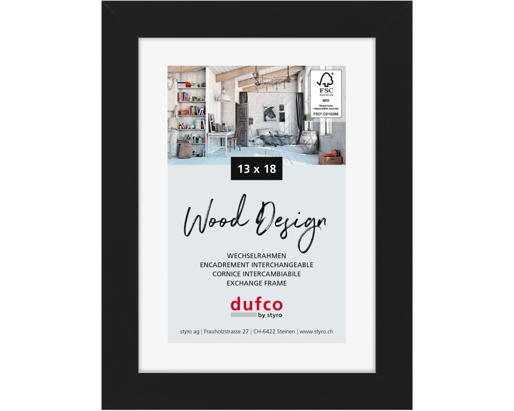 DUFCO Holz-Bilderrahmen 13x18cm 1610.80103 Toronto schwarz