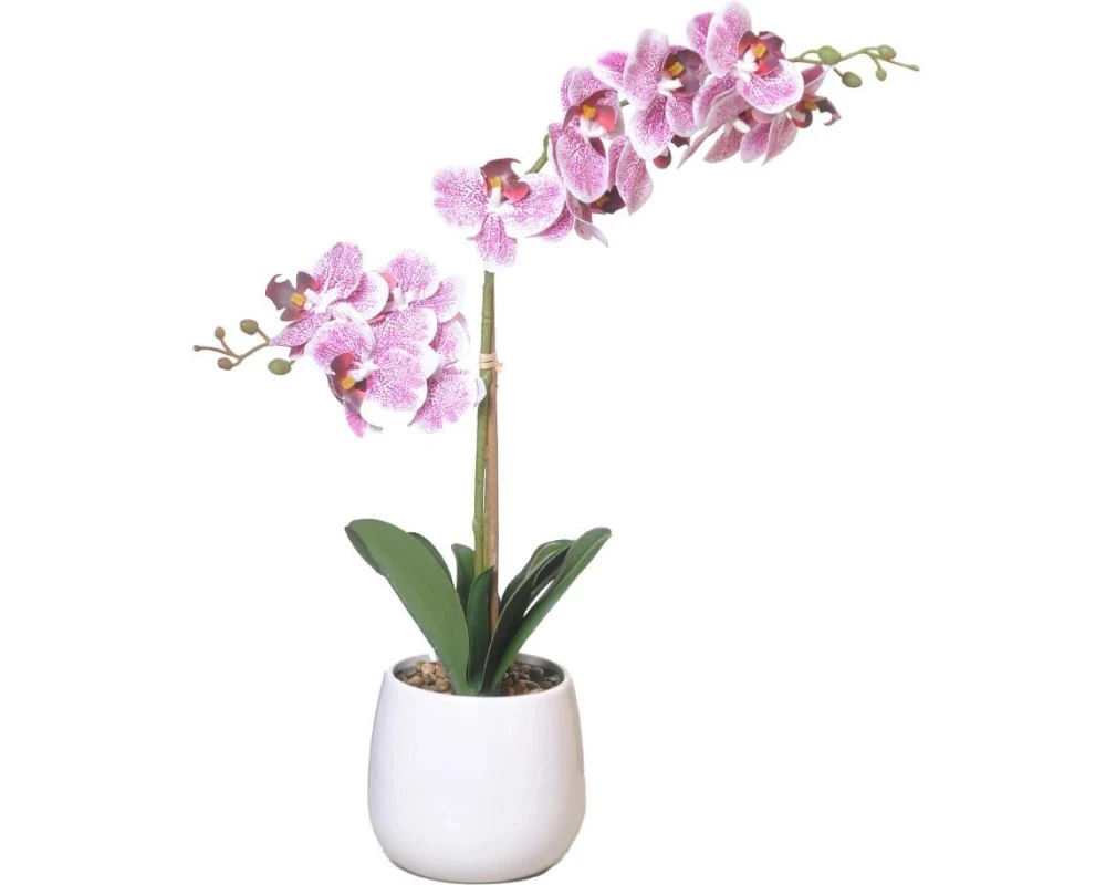 CHALET Kunstblume Orchidee im Topf 56 cm, Weiss/Rosa