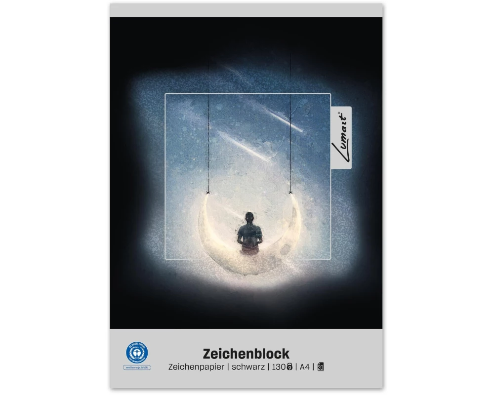 Lumart Zeichenblock Lumart A4, Schwarz, 130 g/m², 20 Blatt