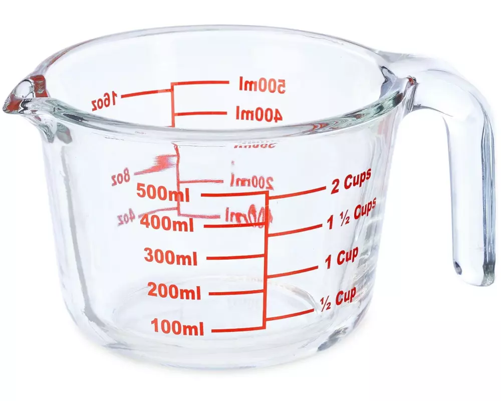 relaxdays Messbecher 500 ml, Rot/Transparent