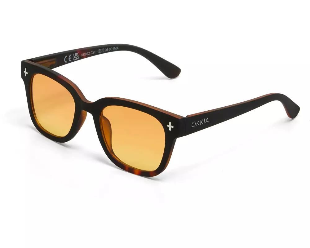 OKKIA Sonnenbrille Giovanni Black Havana, Yellow Lens