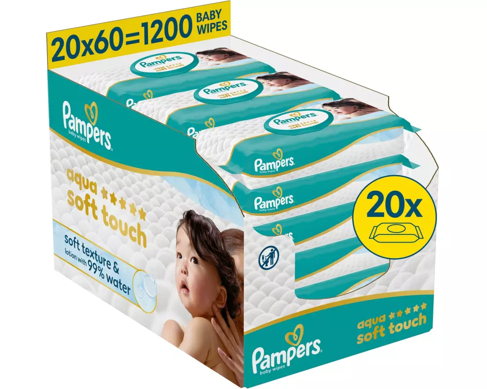 Pampers Aqua Soft Touch Baby-Feuchttücher 1200 Baby-Feuchttücher