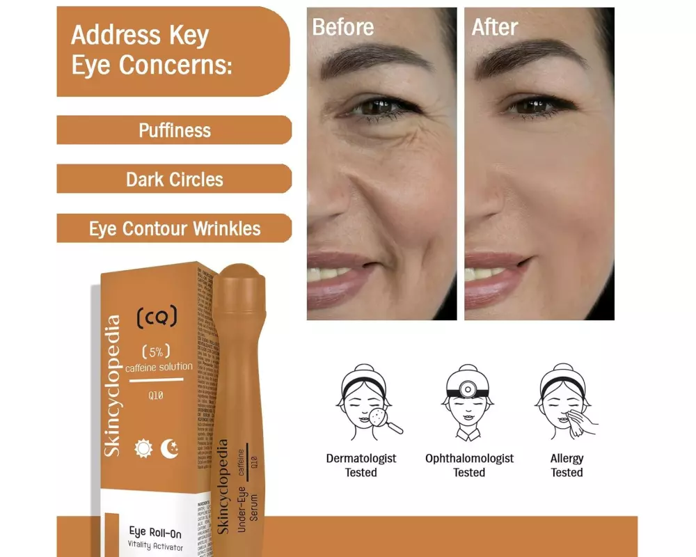 Skincyclopedia Augenserum 5% Caffeine Solution and Q10 Roll-On 15 ml