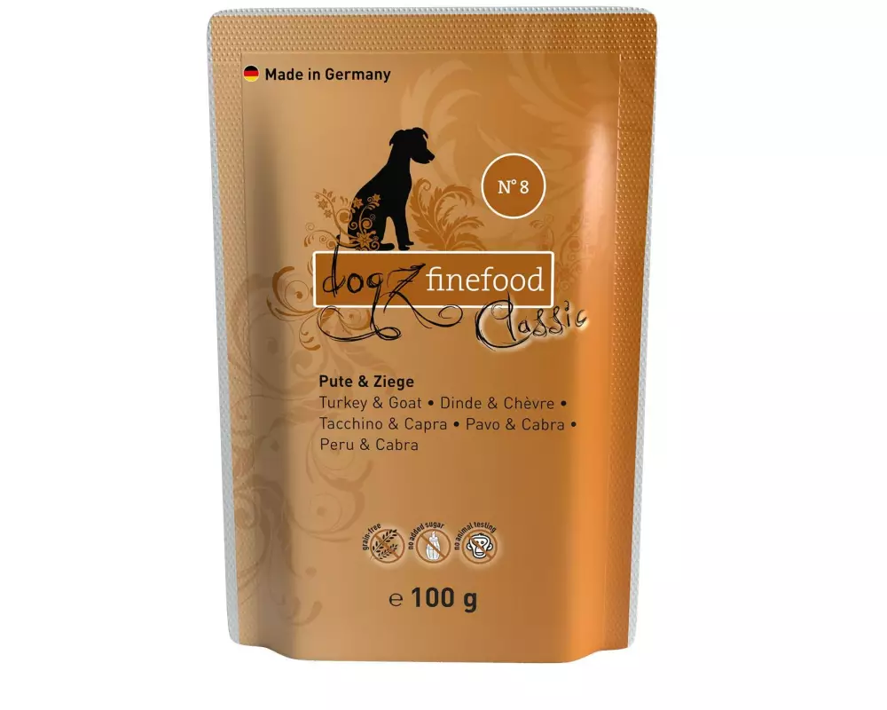 dogz finefood Nassfutter No.08 Truthahn & Ziege, 100 g