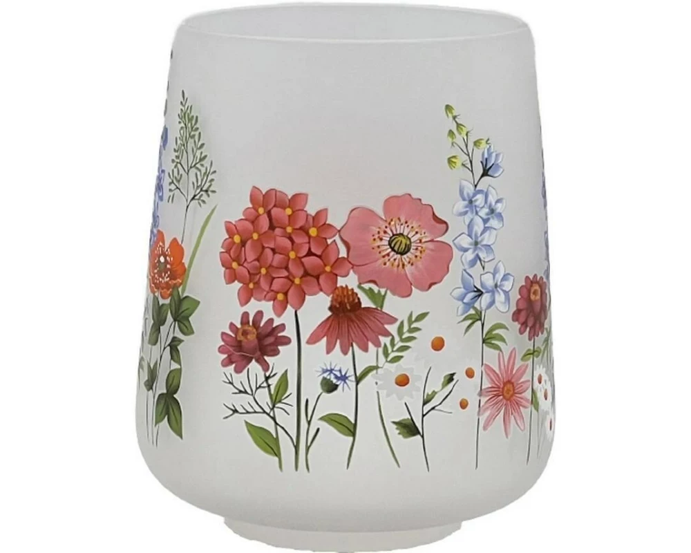 CHALET Windlicht Sommerblumen L 16 cm, Weiss