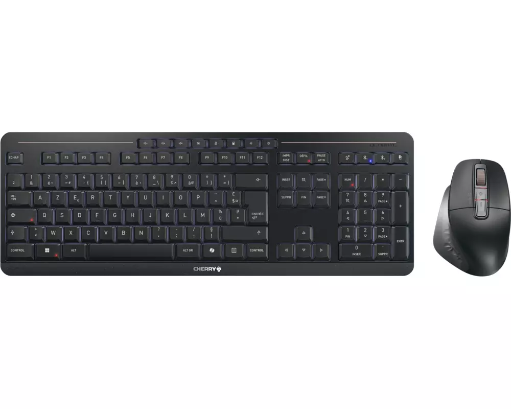 CHERRY Stream desktop ultimate Tastatur Maus enthalten Heimbüro USB + RF Wireless + Bluetooth AZERTY Französisch Schwarz