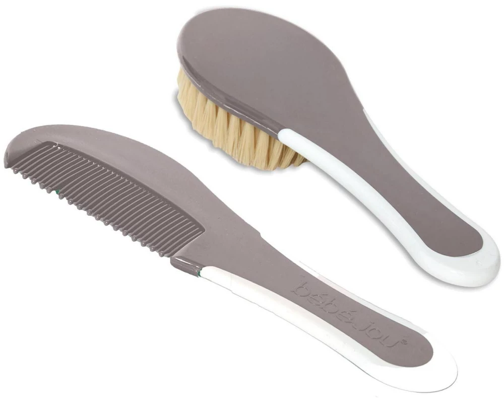 ZEWI bébé-jou Baby-Pflegeset Kamm + Bürste Chalk Brown