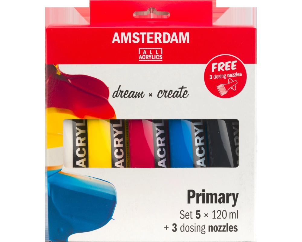 AMSTERDAM Standard Series Acryl Set 17801905 Primär + 3 Verschlüsse 5x120ml